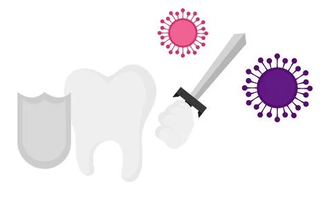 Illustration of a tooth fighting germs Stock Illustration
