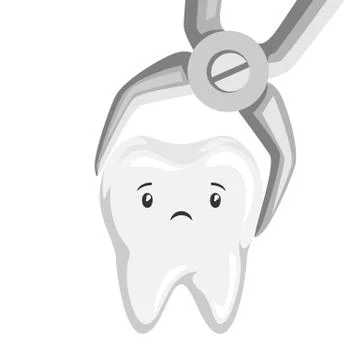 Illustration of tooth is removed by forceps. Stock Illustration