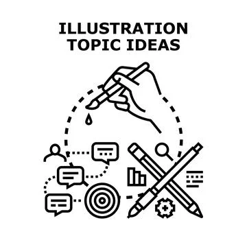 Illustration topic ideas creating creative content concept Stock Illustration