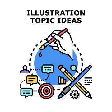 Illustration topic ideas creating creative content concept Stock Illustration