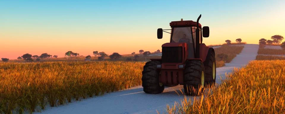 Illustration of a tractor circulating Stock Illustration