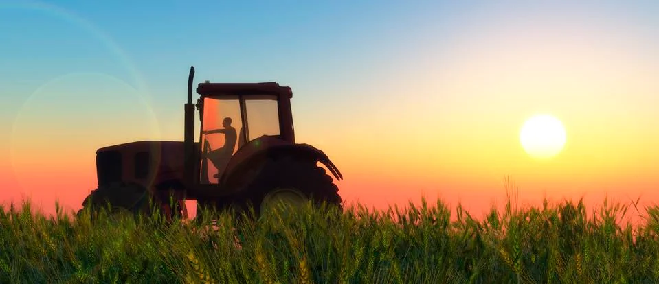 Illustration of a tractor circulating Stock Illustration
