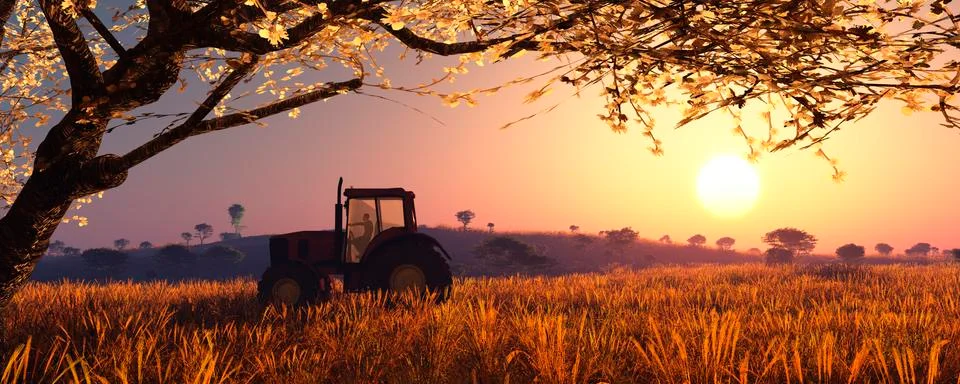 Illustration of a tractor circulating Stock Illustration