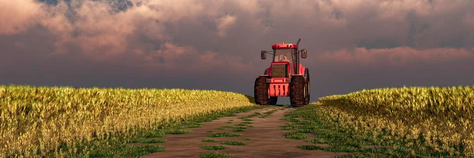 Illustration of a tractor circulating Stock Illustration