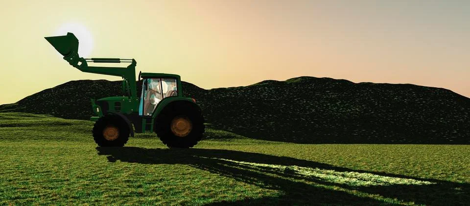 Illustration of a tractor circulating Stock Illustration