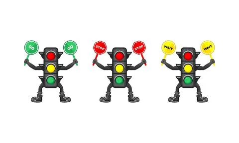Illustration Of Traffic Light Cartoon With Traffic Sign Stock Illustration