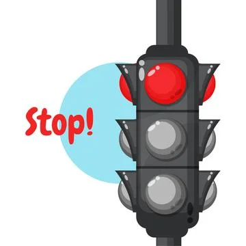 Illustration of a traffic light with a red light Stock Illustration