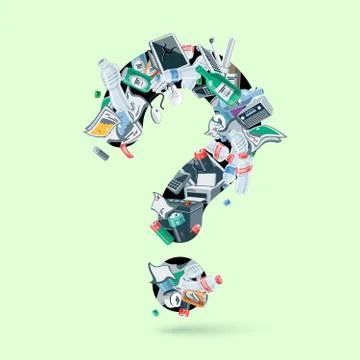 Illustration of Trash Elements Forming a Waste Question Mark Stock Illustration