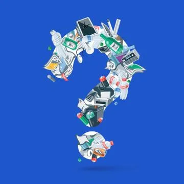 Illustration of Trash Elements Forming a Waste Question Mark Stock Illustration