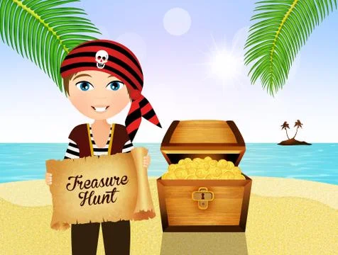 Illustration of treasure hunt Stock Illustration