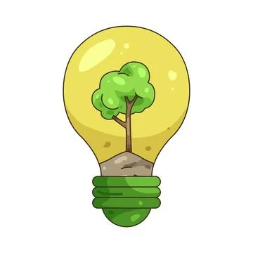 Illustration of tree growing inside a light bulb Stock Illustration