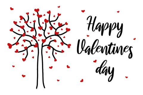 Illustration of a tree with hearts. Stock Illustration