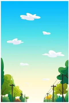 Illustration of a tree path beautiful sky. Stock Illustration