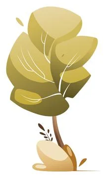 Illustration of a tree swaying in the wind. Stock Illustration