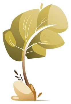 Illustration of a tree swaying in the wind. Stock Illustration