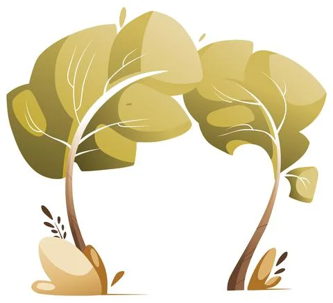 Illustration of a tree swaying in the wind. Stock Illustration