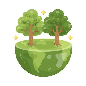Illustration of trees on half globe Ilustración de archivo