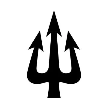 Illustration of trident. Neptune trident. Design element for logo, label, s.. Stock Illustration