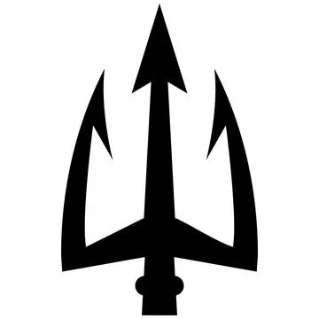Illustration of trident. Neptune trident. Design element for logo, label, s.. Stock Illustration