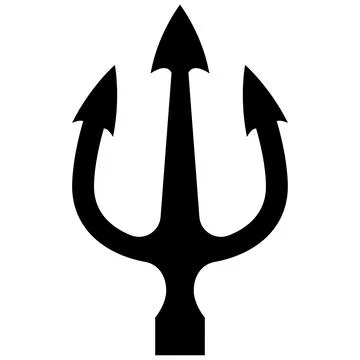 Illustration of trident. Neptune trident. Design element for logo, label, s.. Stock Illustration