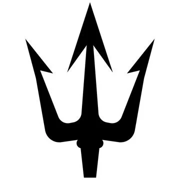 Illustration of trident. Neptune trident. Design element for logo, label, s.. Stock Illustration
