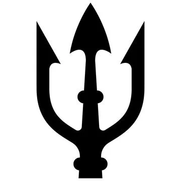 Illustration of trident. Neptune trident. Design element for logo, label, s.. Stock Illustration