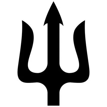 Illustration of trident. Neptune trident. Design element for logo, label, s.. Stock Illustration
