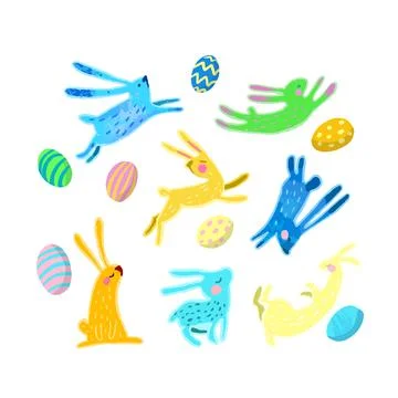 Illustration of twelve easter eggs on a white background 스톡 일러스트