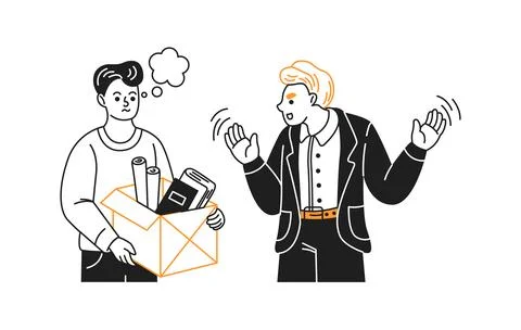 Illustration of Two Characters in Conversation Stock Illustration