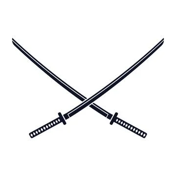 Illustration of two crossed katanas. Vector. Stock Illustration