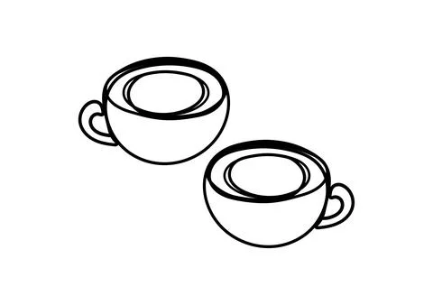 Illustration of two cups in one line art style Stock Illustration
