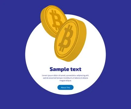 Illustration of two digital virtual cryptocurrency bitcoin gold coins on a white Stock Illustration