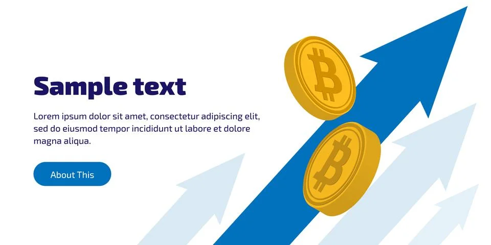 Illustration of two digital virtual cryptocurrency bitcoin gold coins with four Stock Illustration