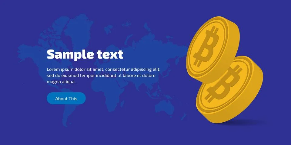 Illustration of two digital virtual cryptocurrency bitcoin coins on blue Stock Illustration