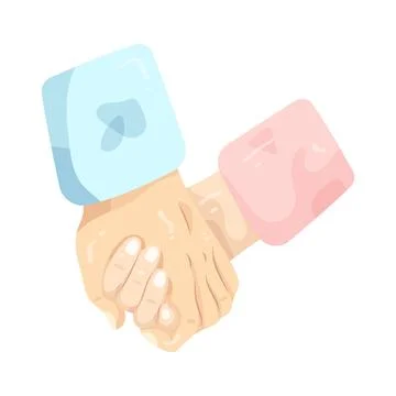 Illustration of two hands holding together Stock Illustration