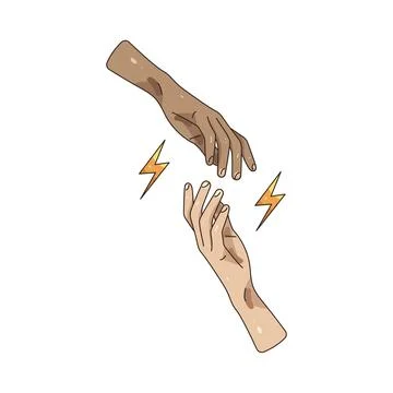 Illustration of Two hands reaching Stock Illustration