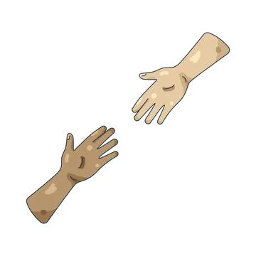 Illustration of Two hands reaching out Stock Illustration