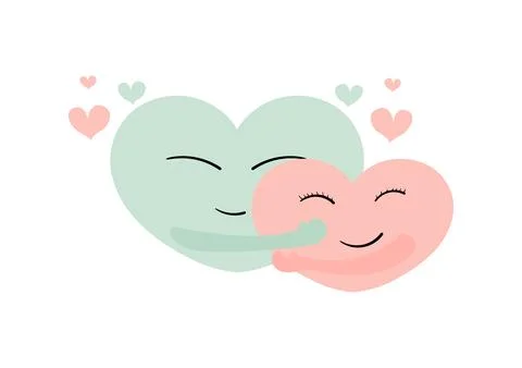 Illustration of two hearts hugging 2 Stock Illustration