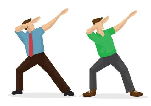 Illustration of two man doing a dab. Vector cartoon illustration. Stock Illustration