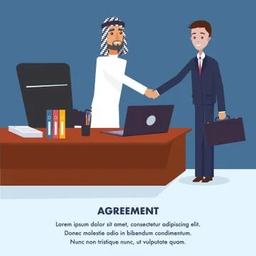 Illustration Two Men Reached to General Agreement Stock Illustration