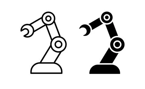Illustration of Two Robotic Arms in Different Styles for Industrial Use Stock Illustration