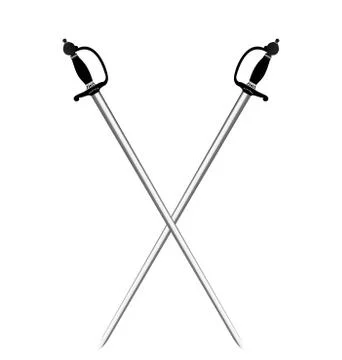 Illustration by two silver swords of white background Stock Illustration