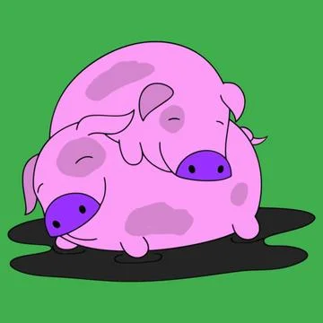 Illustration of two sleeping pigs Stock Illustration
