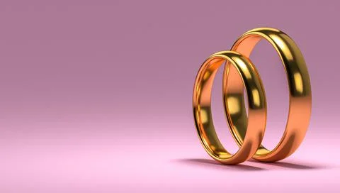 Illustration of two wedding gold rings. Unity concepts Stock Illustration