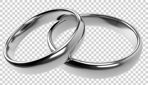 Illustration of two wedding silver rings isolated on transparent png backgr.. Illustrazione stock