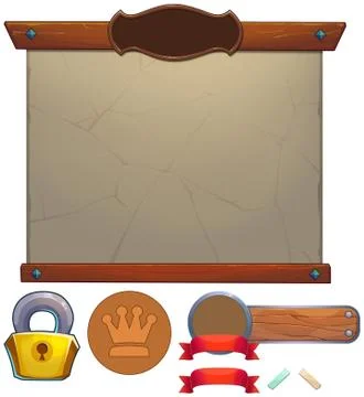 Illustration UI Set - Arthur King and Lancelot's UI Set 1 - Middle Age Style Stock Illustration