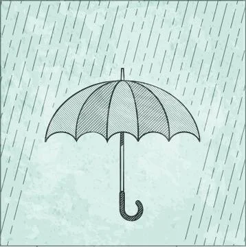 Illustration of umbrella in the rain Stock Illustration