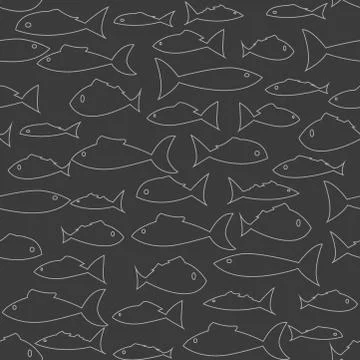 Illustration of underwater life. Pattern of various fish Stock Illustration
