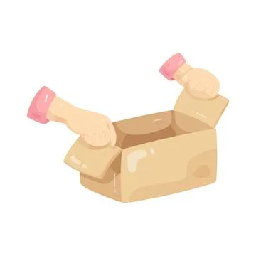 Illustration of unpacking a package Stockillustratie