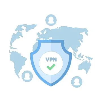 Illustration of using VPN for secure internet connection Stockillustratie